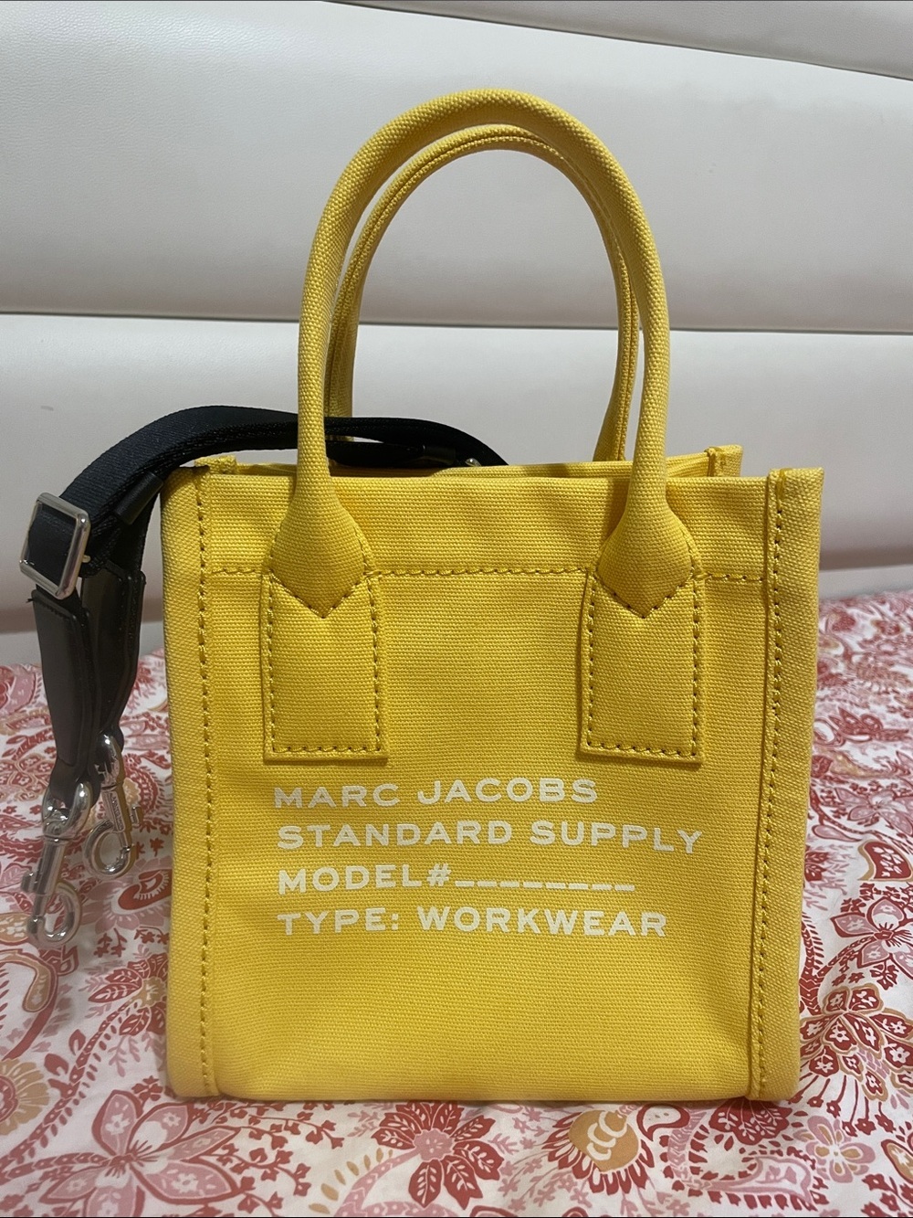 Marc Jacobs Yellow Canvas Mini Tote with Black Strap